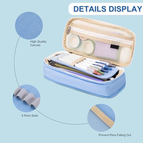 Arnuixty Large Storage Pencil Case Pen Bag with Zipper Big Capacity Pouch Organizer for Office Travel Holder Box Christmas Gift (Green) - Image 3