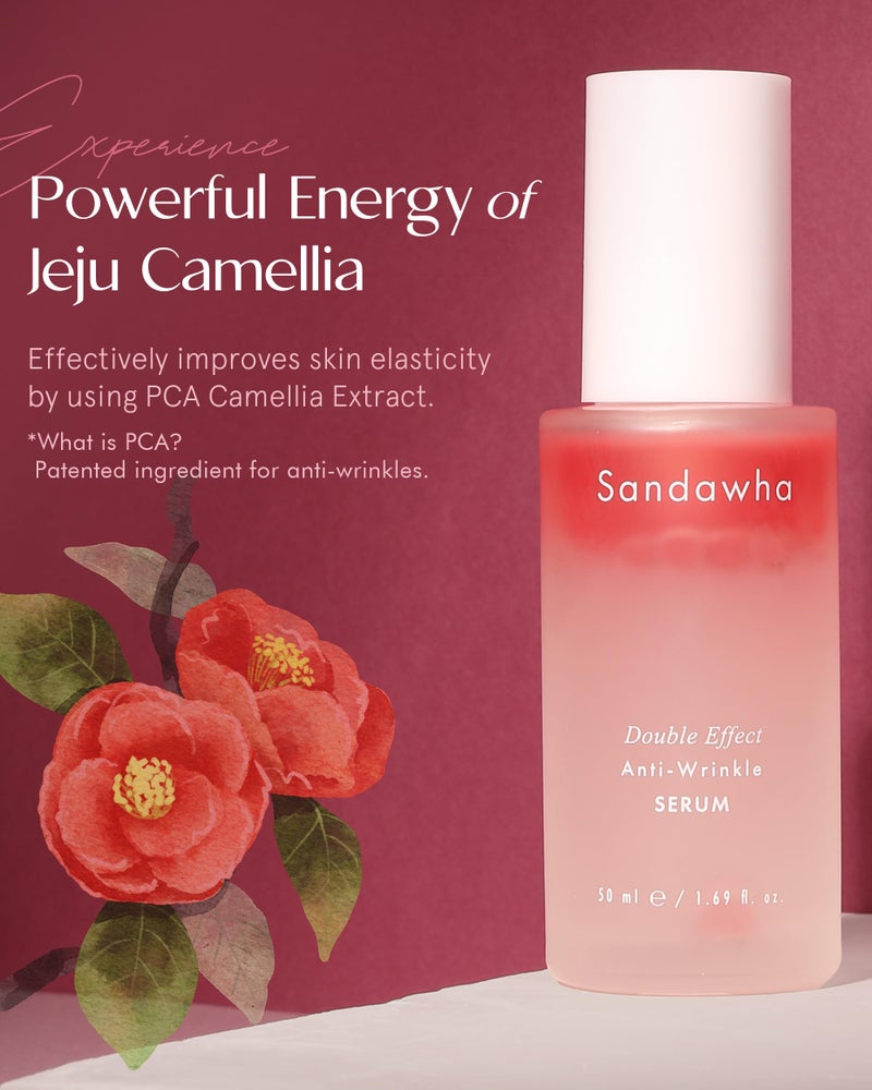 Sandawha SKINCURE Sandawha Double Effect Anti-Wrinkle Serum with Camellia Extract - Korean Skincare Vegan Camellia Serum for Fine Line Smoothing, Hydration & Anti-Aging 1.76 fl.oz. - Image 3