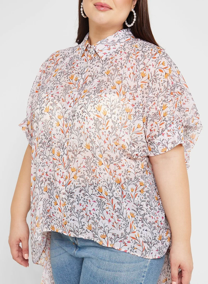 Ella Plus Puff Sleeve Asymmetrical Hem Tunic