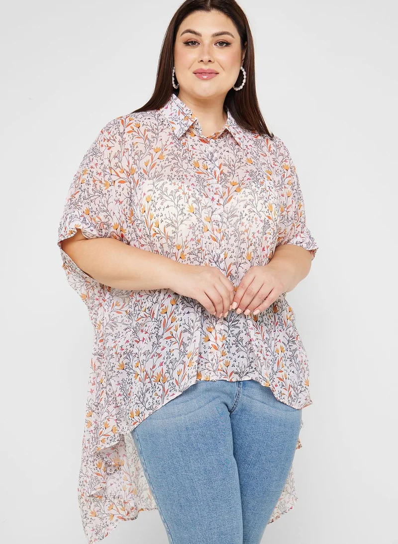 Ella Plus Puff Sleeve Asymmetrical Hem Tunic