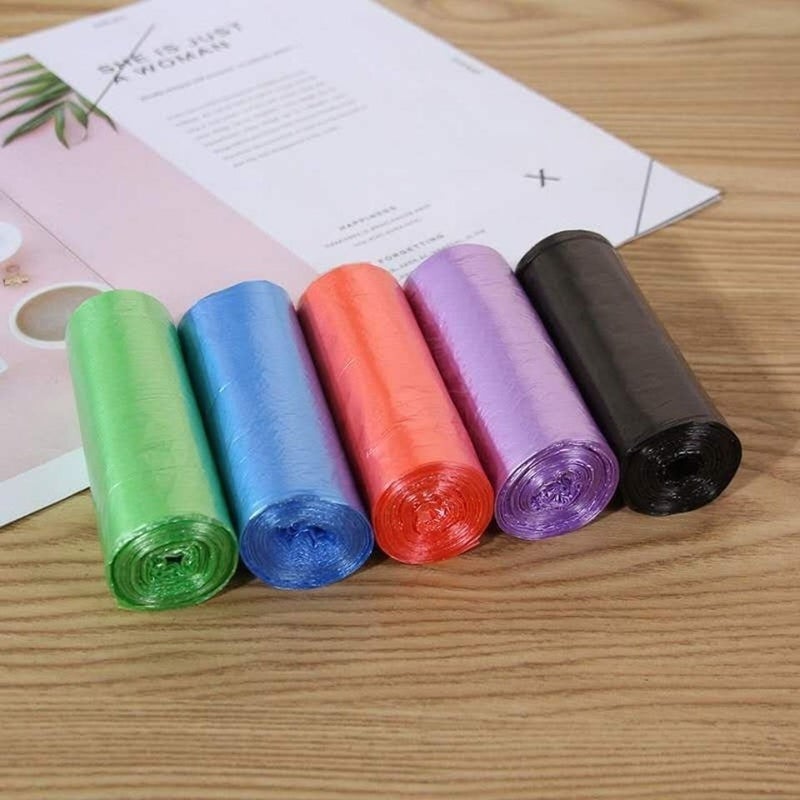 Household Flat Garbage Bag 5-Roll Point Break Plastic Thickened Black Color Factory Clean Storage Department Store - Image 3