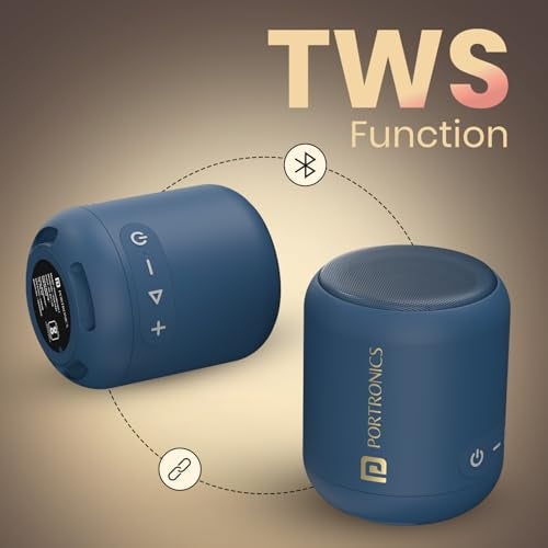 Portronics SoundDrum 1 12W TWS Portable Bluetooth Speaker with Powerful Bass, Bluetooth 5.3V, 360° Surround Sound, USB Drive in, Type C Fast Charging(Blue) - Image 5