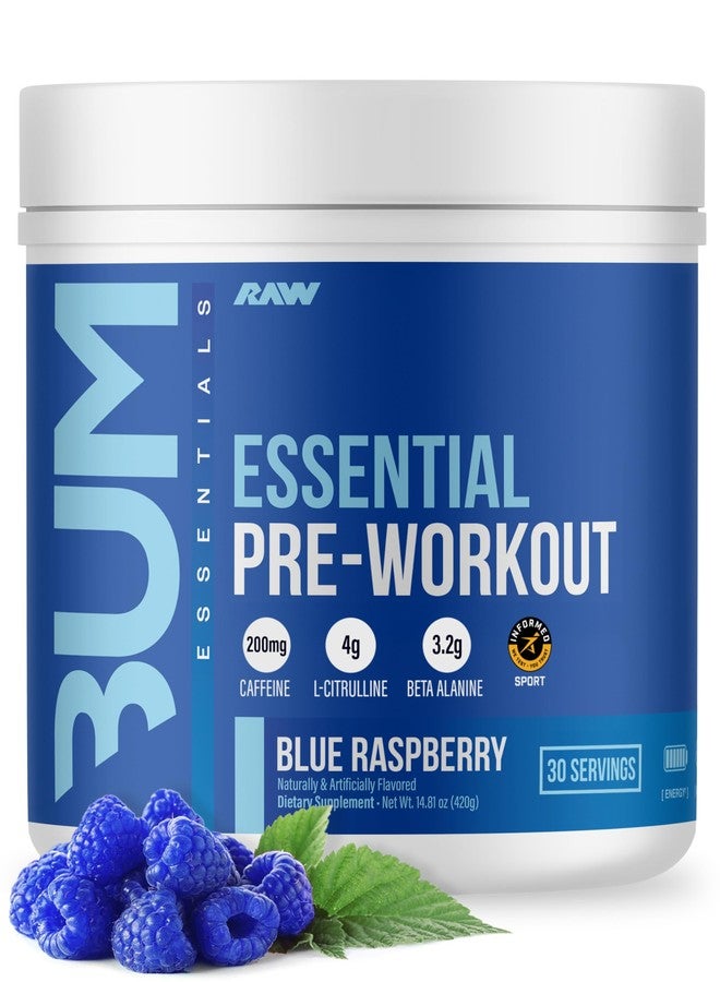 رو RAW Nutrition - Essential Pre - تركيبة كريس بامستيد لما قبل التمرين، مساحيق التغذية الرياضية لما قبل التمرين | مشروب للرجال والنساء، مسحوق طاقة للتمرين (توت أزرق) - Image 1