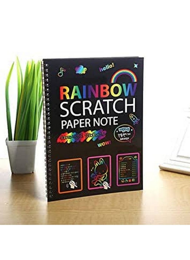 Edu Toys Edu Toys Big Size A4 Size 10 Pages Rainbow Scratch Paper Notes Scratch Art Activity Books 11 inch x 8 inch Scratch Magic Doodle Note Pad for Kids Arts and Crafts Perfect Travel Activity  - Image 1