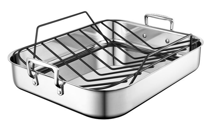 STAINLESS STEEL ROASTING PAN WITH NONSTICK RACK 1625 X 1325 LARGE