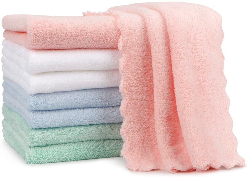Orighty Burp Cloths Super Soft Highly Absorbent Coral Fleece 20 x 10 Inch Gentle Large Burp Rugs for Baby Sensitive Skin Burping Cloths for Newborn Essential 8 Pack