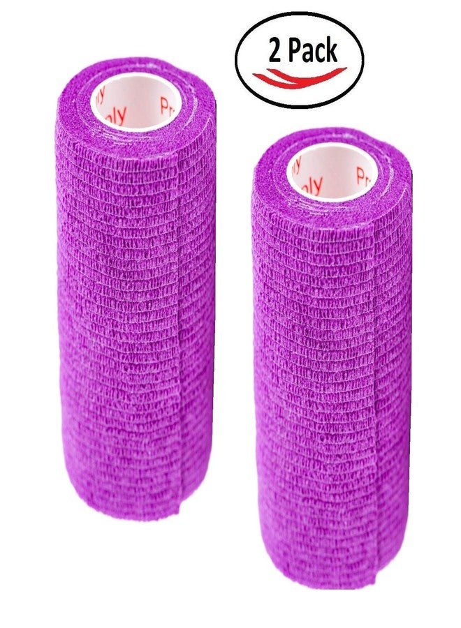 Prairie Horse Supply 2 Pack Premium Vet Wrap - Self Adhesive Bandage Wrap & Athletic Tape - 4" x 5 Yards Elastic & Self-Sticking Cohesive Bandage for Pets, Sports, Wrists & Ankles - Purple by Prairie Horse Supply - Image 2