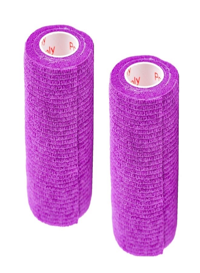 Prairie Horse Supply 2 Pack Premium Vet Wrap - Self Adhesive Bandage Wrap & Athletic Tape - 4" x 5 Yards Elastic & Self-Sticking Cohesive Bandage for Pets, Sports, Wrists & Ankles - Purple by Prairie Horse Supply - Image 1