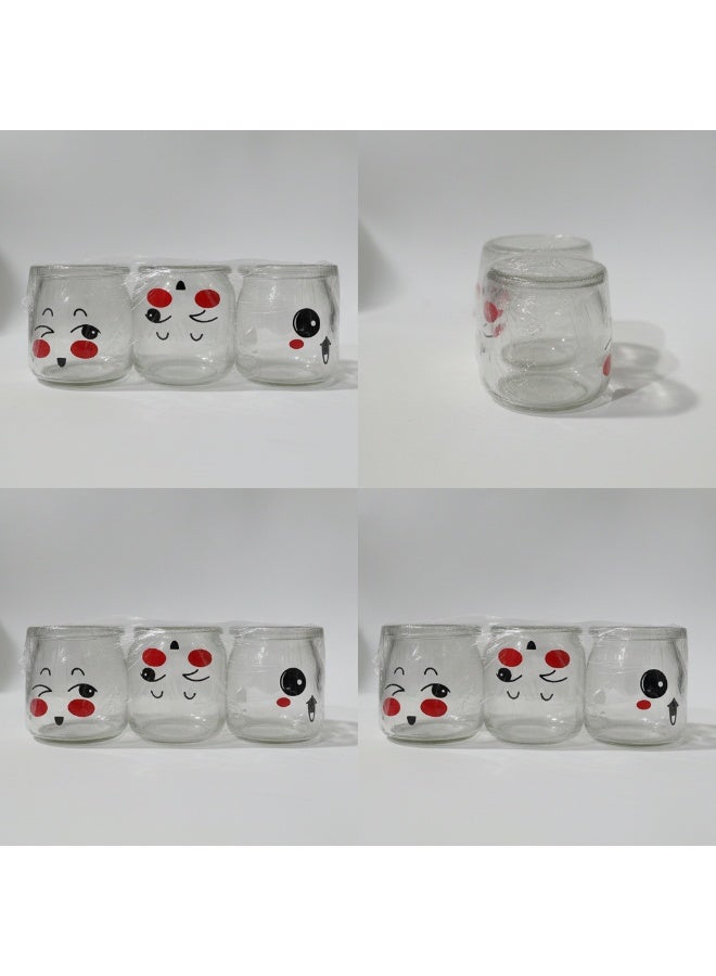 Set of 3 glass yogurt jars, 200 ml each, with tight plastic lids for serving and storing desserts and drinks. Practical design, easy to clean, ideal for daily kitchen use. - Image 3