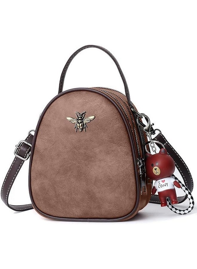 MOCA Crossbody Sling Bag for Womens & Girls Stylish Mini Phone Bag with Bee Charm,Adjustable Strap Ladies Shoulder Messenger Bags Gift (Coffee) - Image 1
