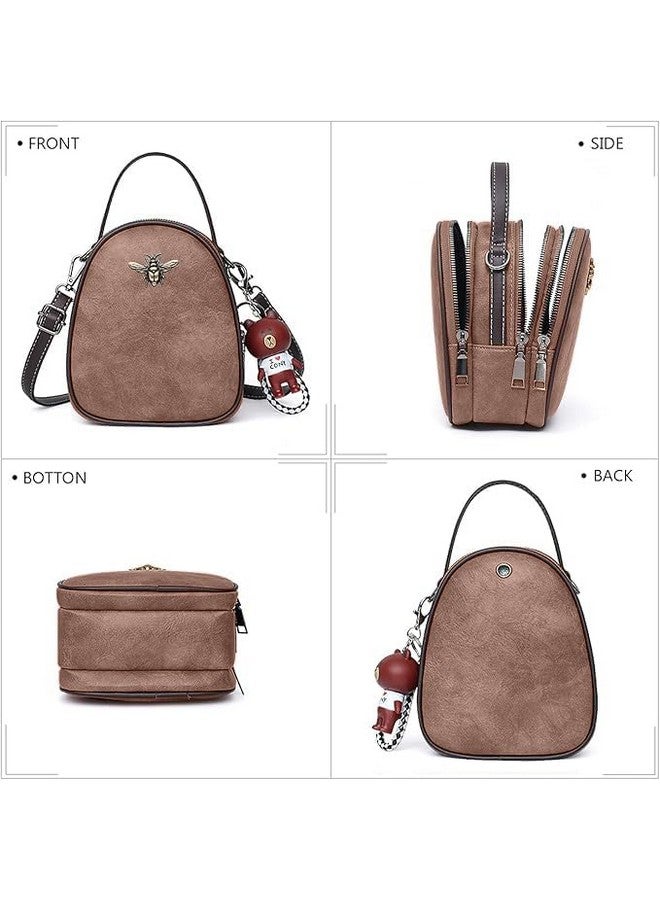MOCA Crossbody Sling Bag for Womens & Girls Stylish Mini Phone Bag with Bee Charm,Adjustable Strap Ladies Shoulder Messenger Bags Gift (Coffee) - Image 3