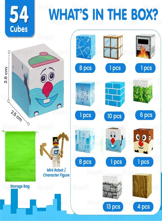 Kidology Magnetic Tiles for Kids & Toddlers | 54 Pcs Building Blocks STEM Montessori Toy for Boys & Girls Age 3+ | Magnetic Cubes Set for Creative Learning & Sensory Play - Image 2