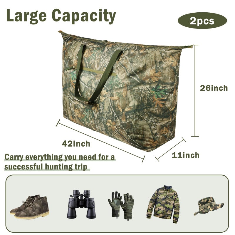 RGJ 2PCS Scent Control Bags 42 x 26 Inch Extra Large Camouflage Scent Proof Waterproof Smell Proof Hunting Bags for Clothes Equipment - Image 3