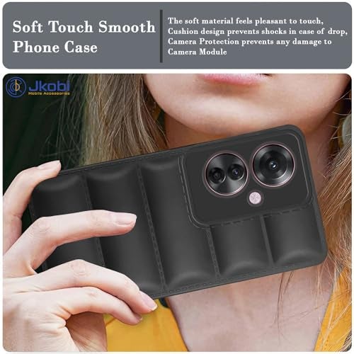 Jkobi Back Cover Case for Oppo F25 Pro 5G (Puffer Cushion Wave Design | Camera Protection | Soft Black) - Image 5