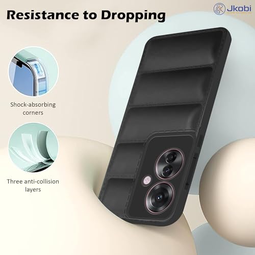 Jkobi Back Cover Case for Oppo F25 Pro 5G (Puffer Cushion Wave Design | Camera Protection | Soft Black) - Image 2