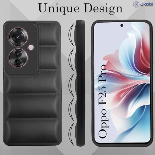 Jkobi Back Cover Case for Oppo F25 Pro 5G (Puffer Cushion Wave Design | Camera Protection | Soft Black) - Image 3