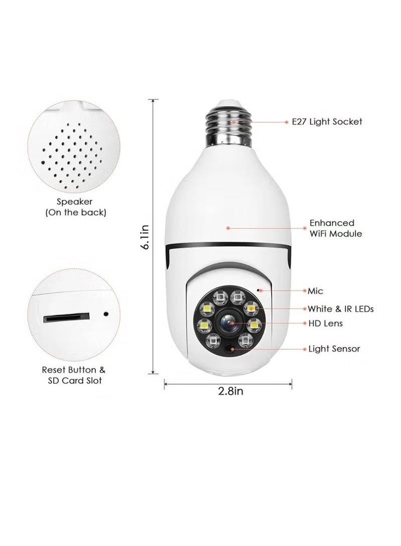 TIGER 2 Pcs 1080P Wi-Fi Light Bulb Security Camera – Pan & Tilt Surveillance CCTV Camera with Voice Intercom, Motion Detection, Alerts, and Remote Viewing – Night Vision for Indoor & Outdoor Use – Smart Security Camera System - Image 3