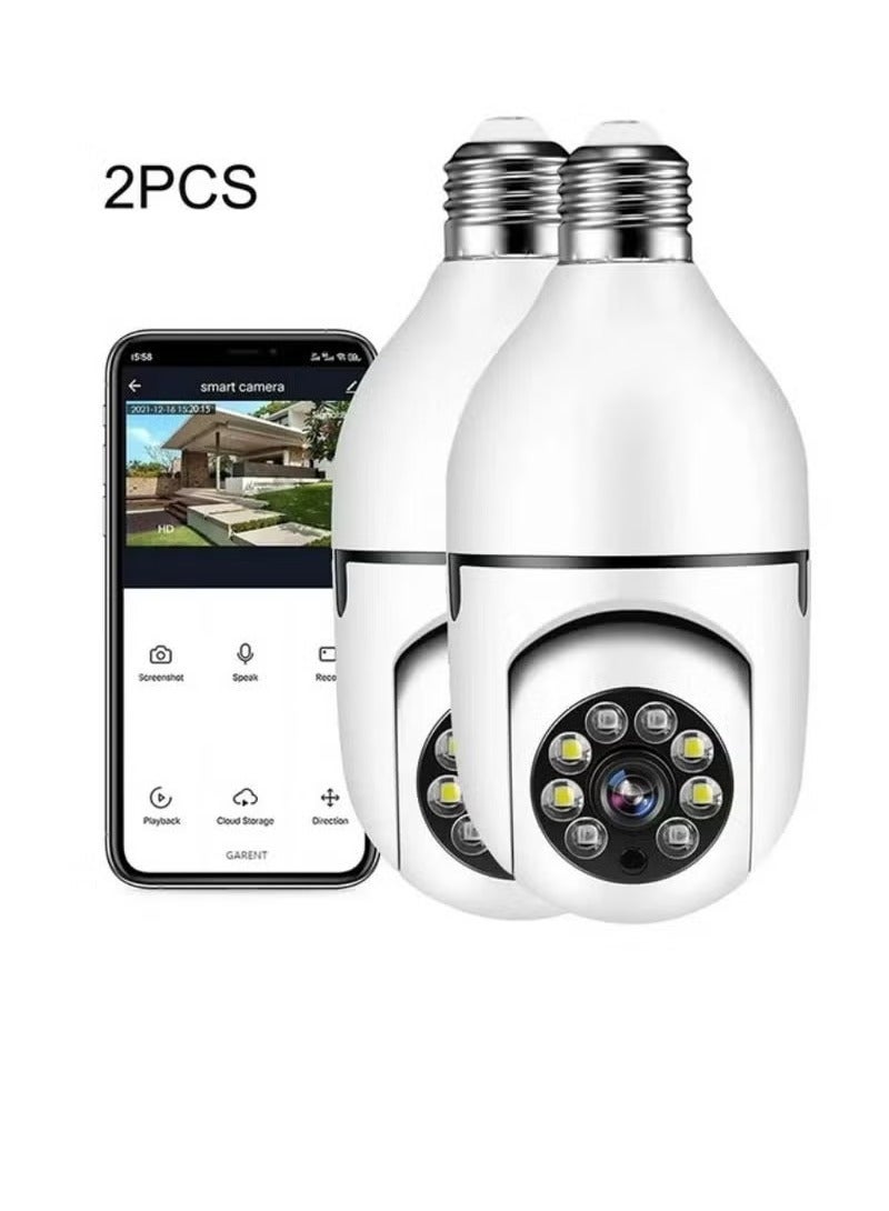 TIGER 2 Pcs 1080P Wi-Fi Light Bulb Security Camera – Pan & Tilt Surveillance CCTV Camera with Voice Intercom, Motion Detection, Alerts, and Remote Viewing – Night Vision for Indoor & Outdoor Use – Smart Security Camera System - Image 1