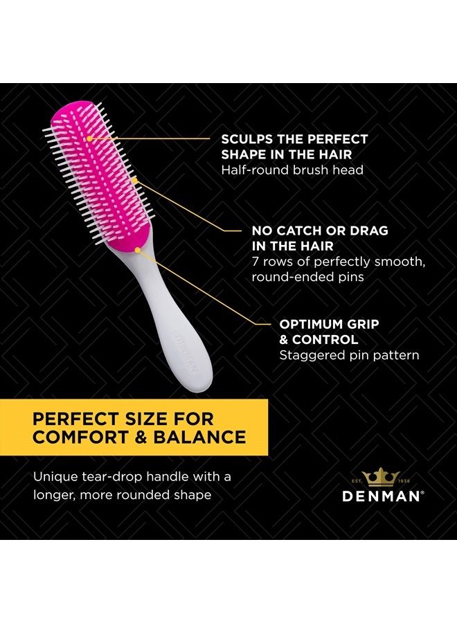 DENMAN Curly Hair Brush D3 (Cherry Blossom) 7 Row Styling Brush for Detangling, Separating, Shaping and Defining Curls - For Women and Men - Image 5