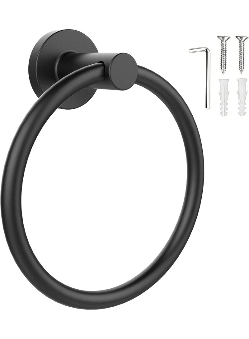 Towel Holder for Bathroom Wall Matte Black Towel Ring Stainless Steel Hand Towel Holder Heavy Duty Towel Hanger for Bath, Kitchen - Image 1
