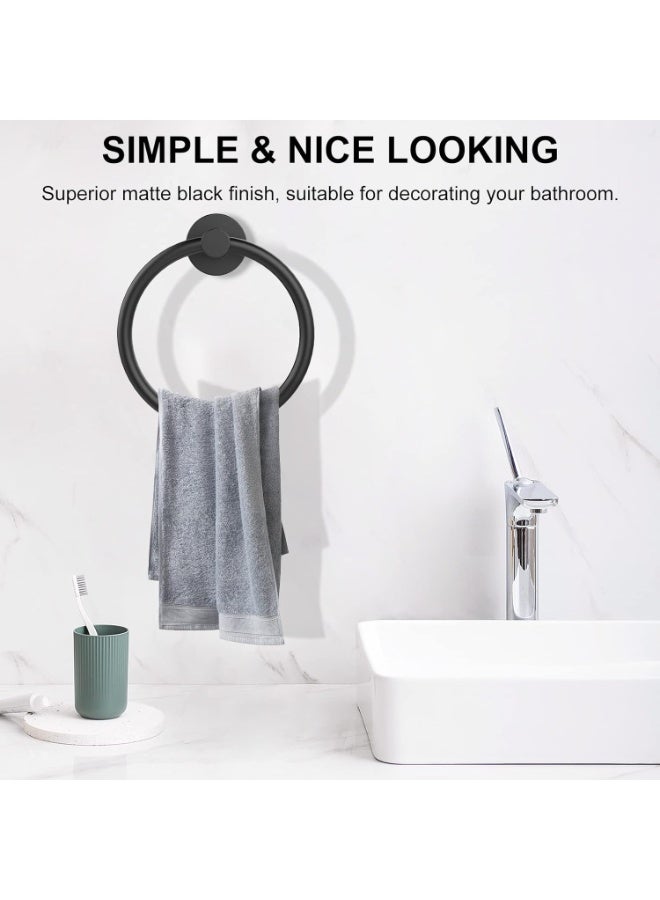 Towel Holder for Bathroom Wall Matte Black Towel Ring Stainless Steel Hand Towel Holder Heavy Duty Towel Hanger for Bath, Kitchen - Image 3