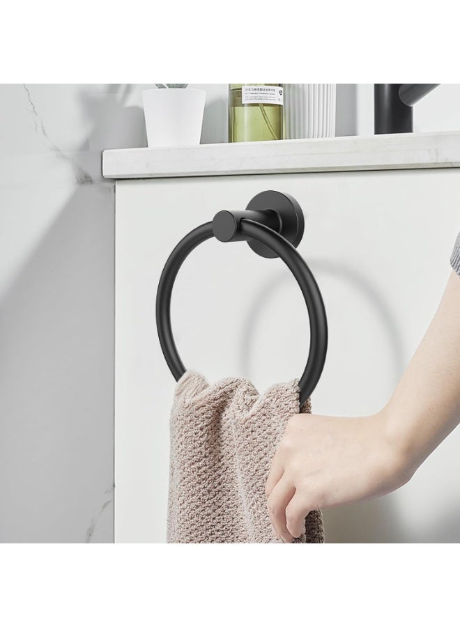 Towel Holder for Bathroom Wall Matte Black Towel Ring Stainless Steel Hand Towel Holder Heavy Duty Towel Hanger for Bath, Kitchen - Image 5