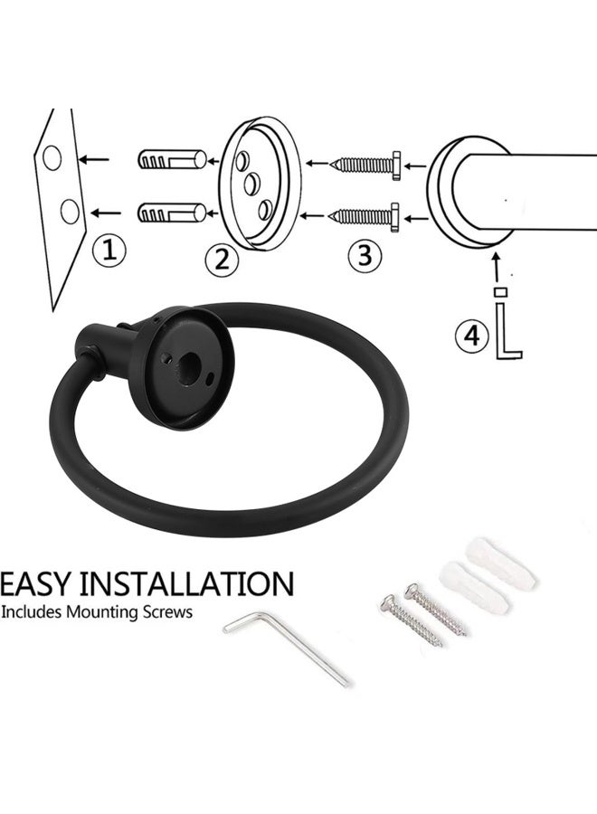 Towel Holder for Bathroom Wall Matte Black Towel Ring Stainless Steel Hand Towel Holder Heavy Duty Towel Hanger for Bath, Kitchen - Image 2