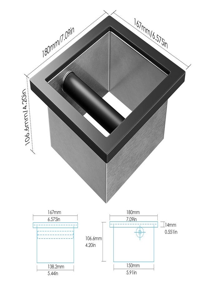 SANTOW Bottomless Knock Box Chute, Open Bottom Knock Box Chute, Built-in Desktop Waste Bucket, 3.2L Stainless Steel Bottomless Knocking Residue Box for Home, Cafe, Restaurant and Hotel Use - Image 2