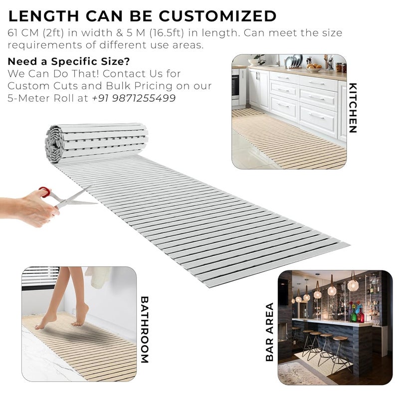 F fabsouk Premium Shower Mat Anti Slip, Striped Anti Skid for Bathroom, Stand up mat for Bath, Shower, Kitchen, Anti Bactirial, Machine Washable(1.5ft x 2ft) - Also Available in 5 Meter Roll - Image 2
