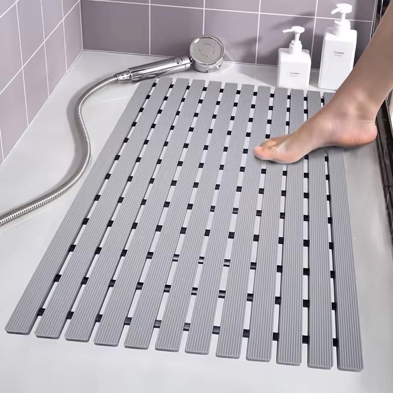 F fabsouk Premium Shower Mat Anti Slip, Striped Anti Skid for Bathroom, Stand up mat for Bath, Shower, Kitchen, Anti Bactirial, Machine Washable(1.5ft x 2ft) - Also Available in 5 Meter Roll - Image 1