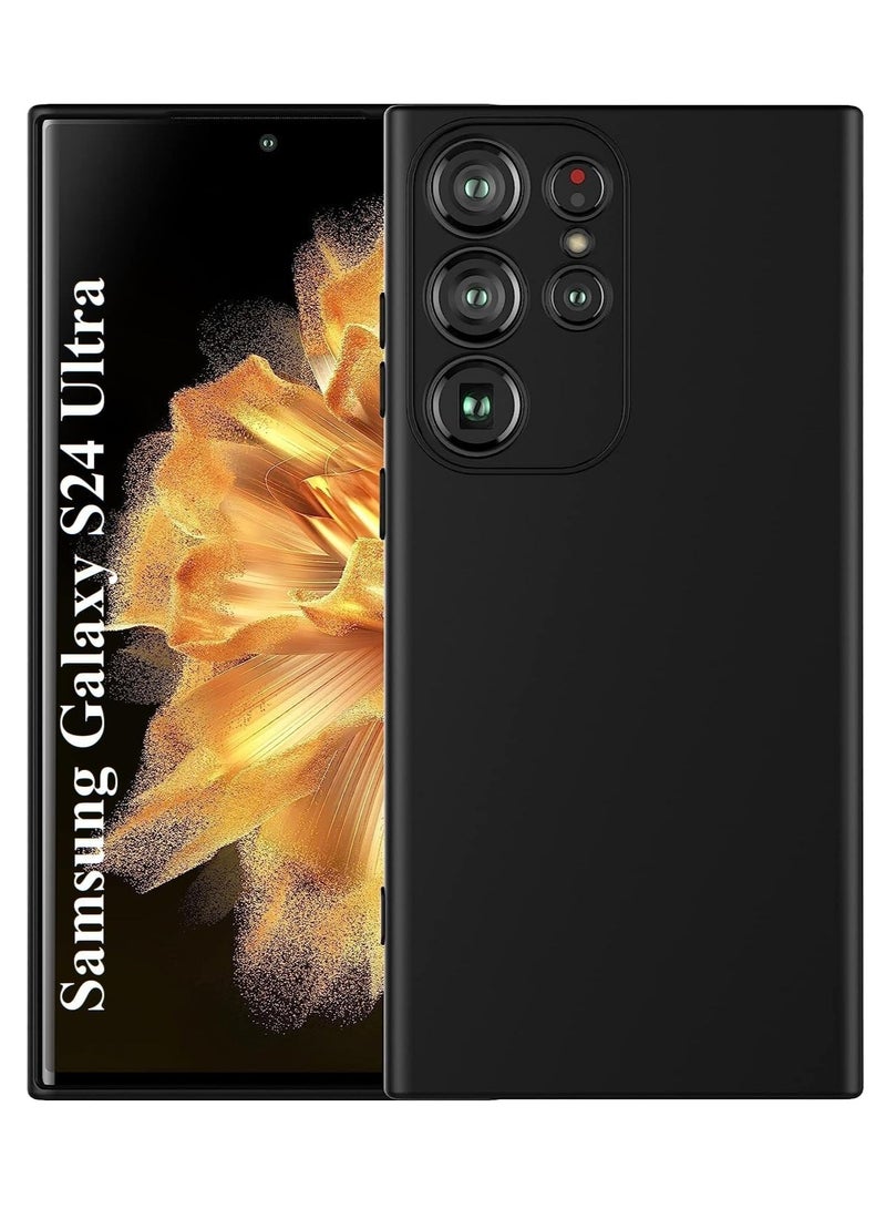MIGOFAST Samsung Galaxy S24 Ultra Soft Silicone Gelly Rubber Cover Shockproof Matte Finish Back Cover Inner Fabric Lining with Camera Protection Case Black - Image 1