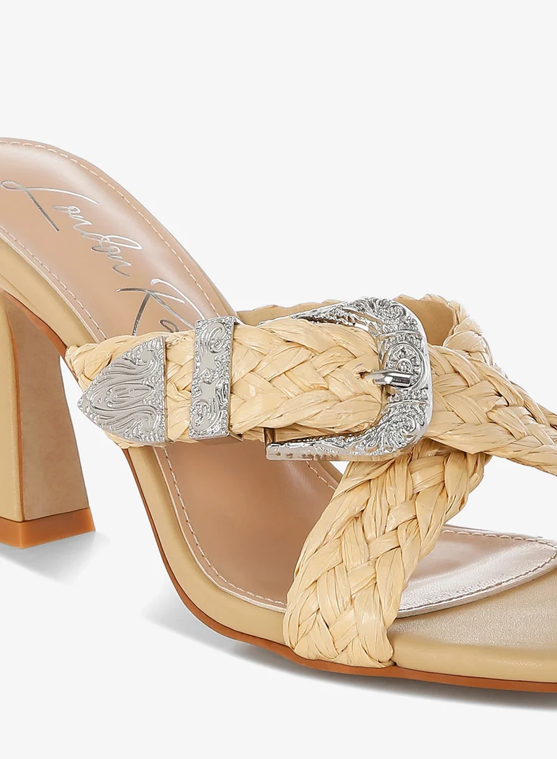 London Rag  Braided Criss-Cross Strap Sandals In Beige for Women | Best Price UAE