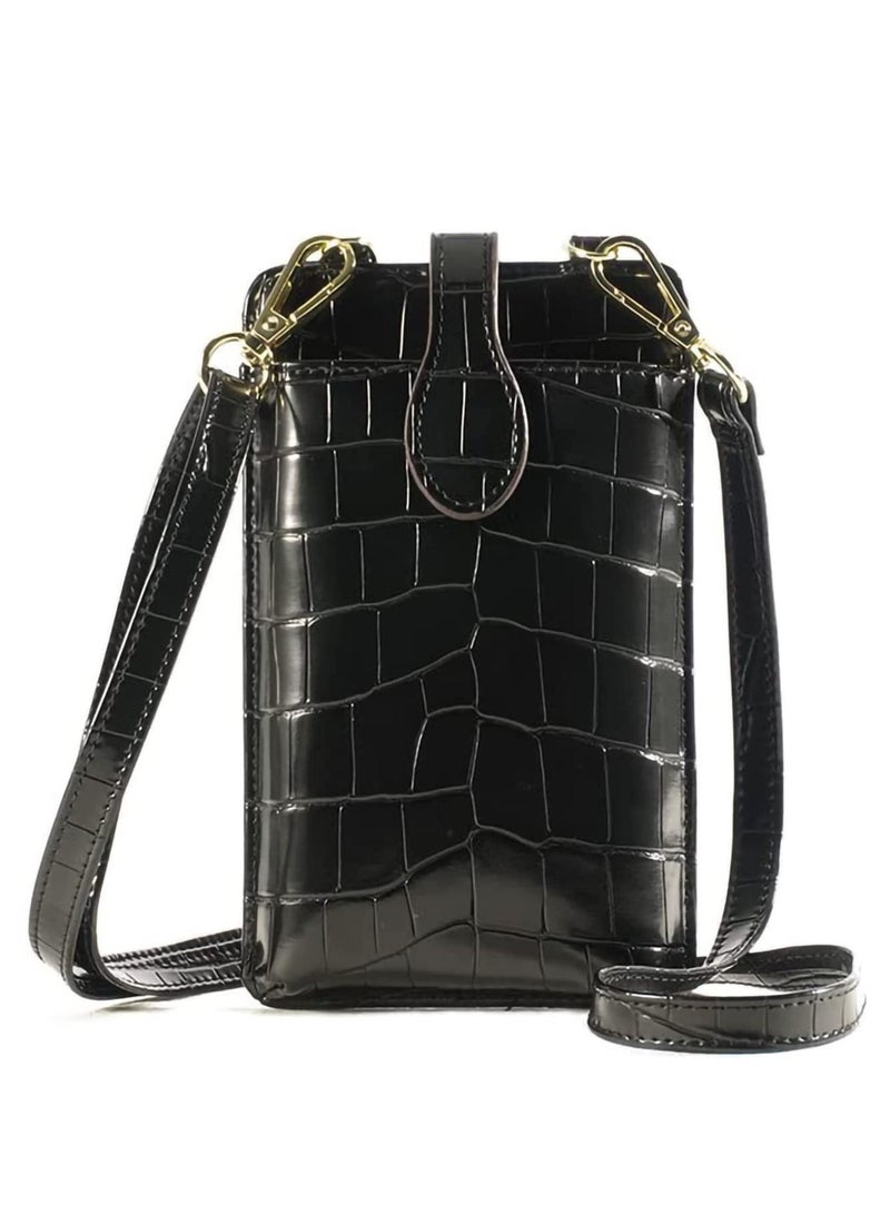 Excefore Small Crossbody Cell Phone Purse for Women Mini Messenger Shoulder Wallet Galaxy S21 FE S22 Plus S20 A53 5G A52 A11 Note 10 iPhone 13 Pro Max Google Pixel 6 OnePlus Nord N200 9 8 Blu View 2, Black - Image 1
