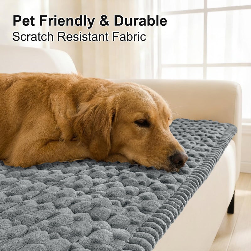 Smiry Couch Covers for Dogs Washable, Non Slip Fuzzy Pet Couch Covers for Sofa, Soft Thick Sofa Slipcovers Furniture Protector Pet Friendly (Grey, 27.6" x 59") - Image 3