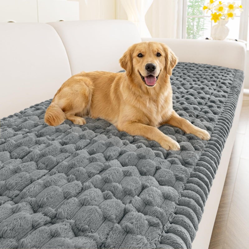Smiry Couch Covers for Dogs Washable, Non Slip Fuzzy Pet Couch Covers for Sofa, Soft Thick Sofa Slipcovers Furniture Protector Pet Friendly (Grey, 27.6" x 59") - Image 1
