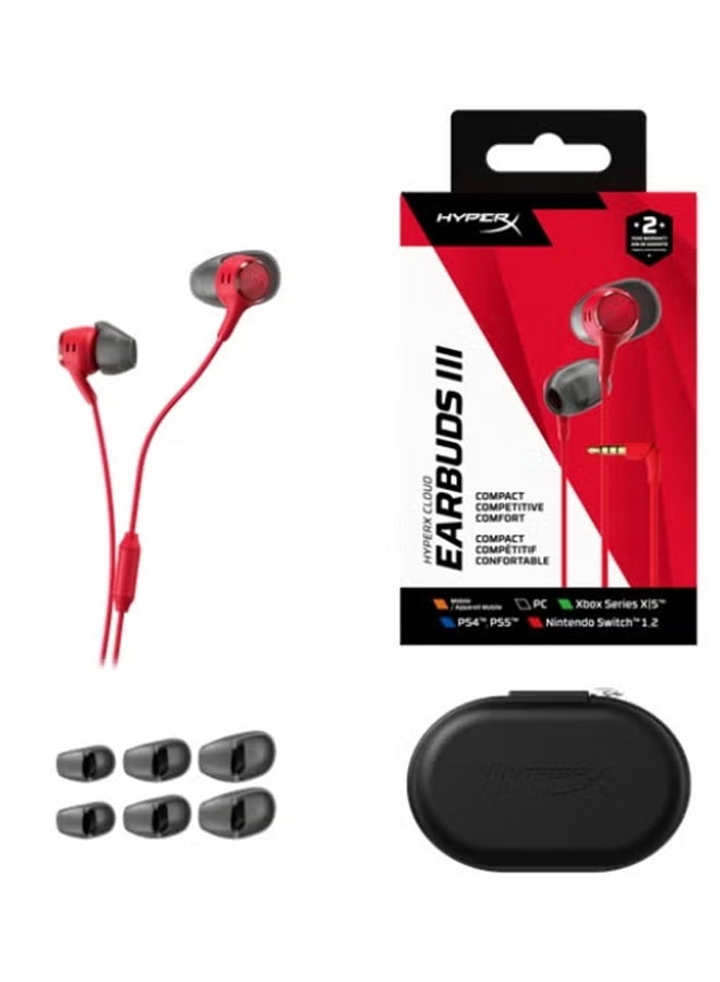 هايبركس HyperX Cloud Earbuds III – Wired Earbuds, PC; Nintendo Switch; Console Controller, Dynamic; 14.3 mm Driver, Silicone Ear Tips - Red - Image 5