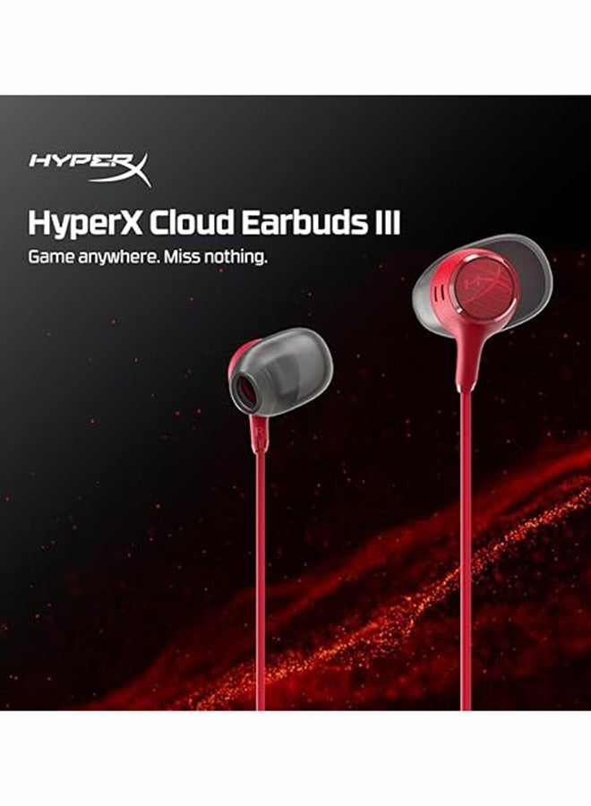 هايبركس HyperX Cloud Earbuds III – Wired Earbuds, PC; Nintendo Switch; Console Controller, Dynamic; 14.3 mm Driver, Silicone Ear Tips - Red - Image 3