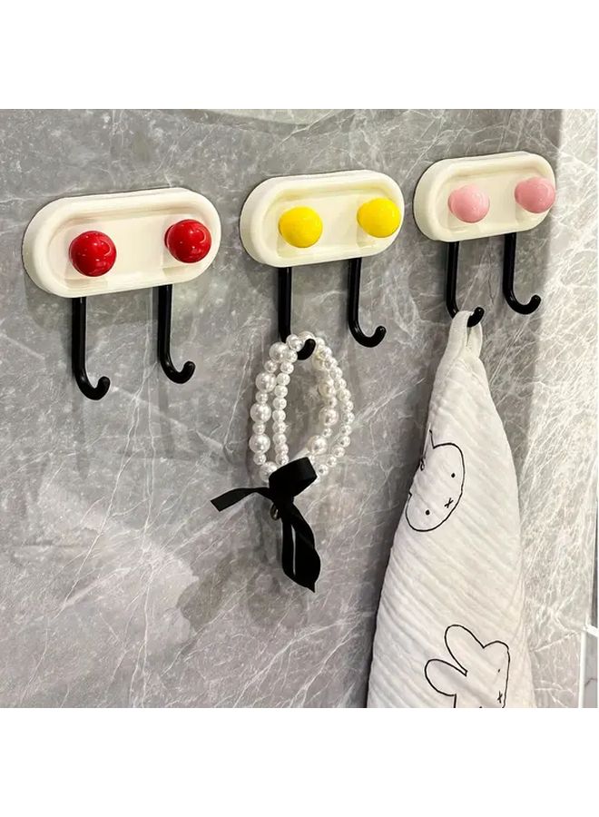 J Shaped Wall Hook Yellowish White Easy Install Plastic Hanger For Clothes Towels - Image 5