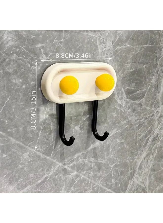 J Shaped Wall Hook Yellowish White Easy Install Plastic Hanger For Clothes Towels - Image 1