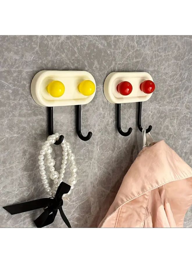 J Shaped Wall Hook Yellowish White Easy Install Plastic Hanger For Clothes Towels - Image 4