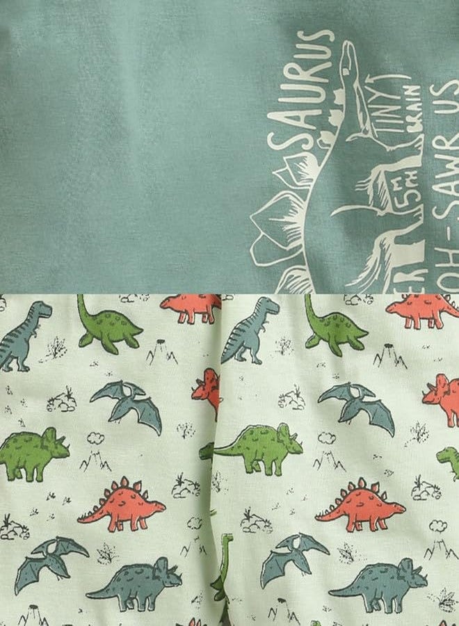 BUMZEE طقم بيجاما وقميص قطني أخضر بأكمام طويلة وطبعة حيوانية ورقبة دائرية للأولاد من BUMZEE - من 6 إلى 12 شهرًا (Peb11195C-grn) - Image 5