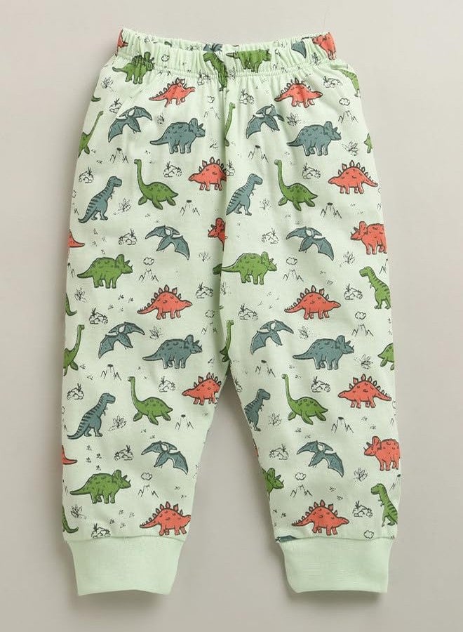 BUMZEE طقم بيجاما وقميص قطني أخضر بأكمام طويلة وطبعة حيوانية ورقبة دائرية للأولاد من BUMZEE - من 6 إلى 12 شهرًا (Peb11195C-grn) - Image 4