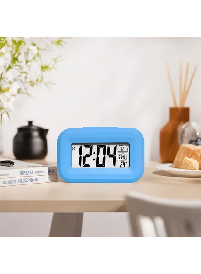 White Compact Digital Desk Clock with Temperature Display and Kitchen Timer - Image 1