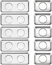 SINJEUN 10 Pieces Rectangle Magnetic Tray, 3.6 x 2.5 Inch and 5.9 x 2.5 Inch Magnetic Tray Set, Stainless Steel - Image 1