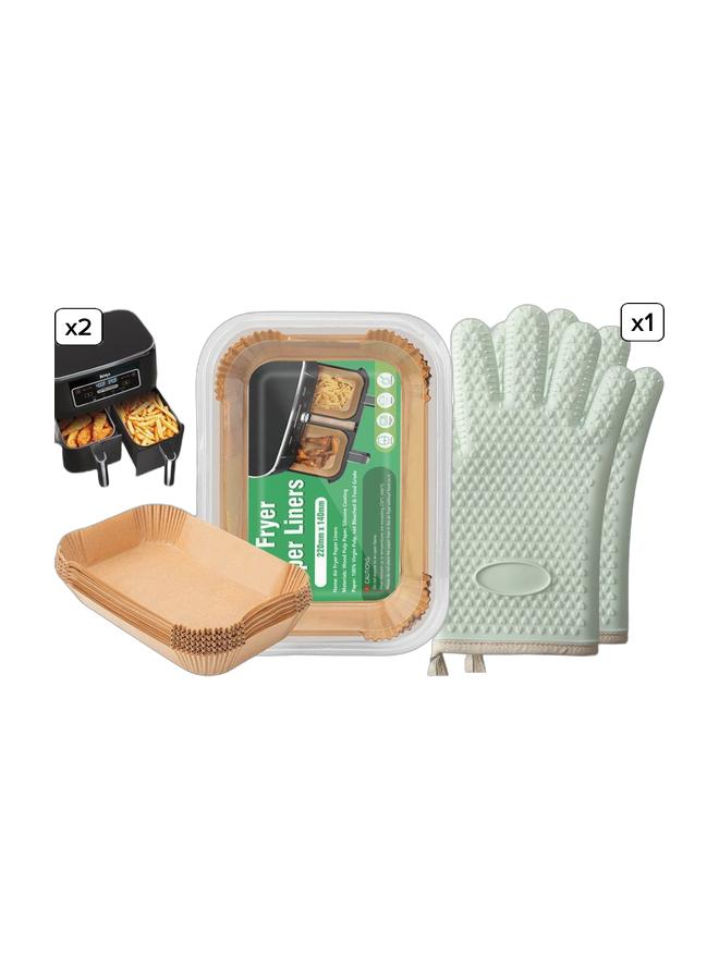 100PC Air Fryer Paper Liner & Oven Mitts - Image 1
