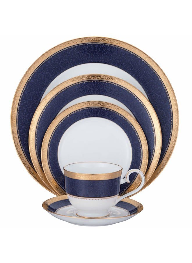 Noritake Odessa Cobalt Gold 5-Piece Place Dinnerware Setting in Blue/White - Image 1