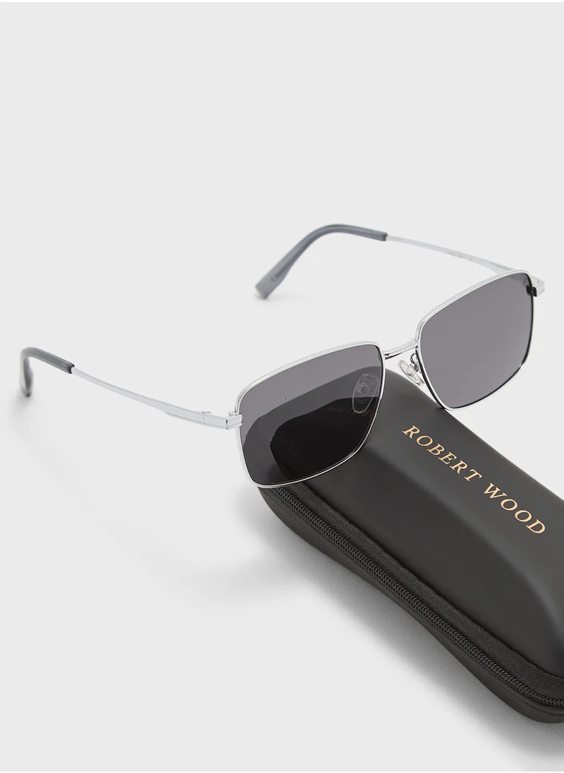 روبرت وود Polarized Lens Square Aviator Sunglasses