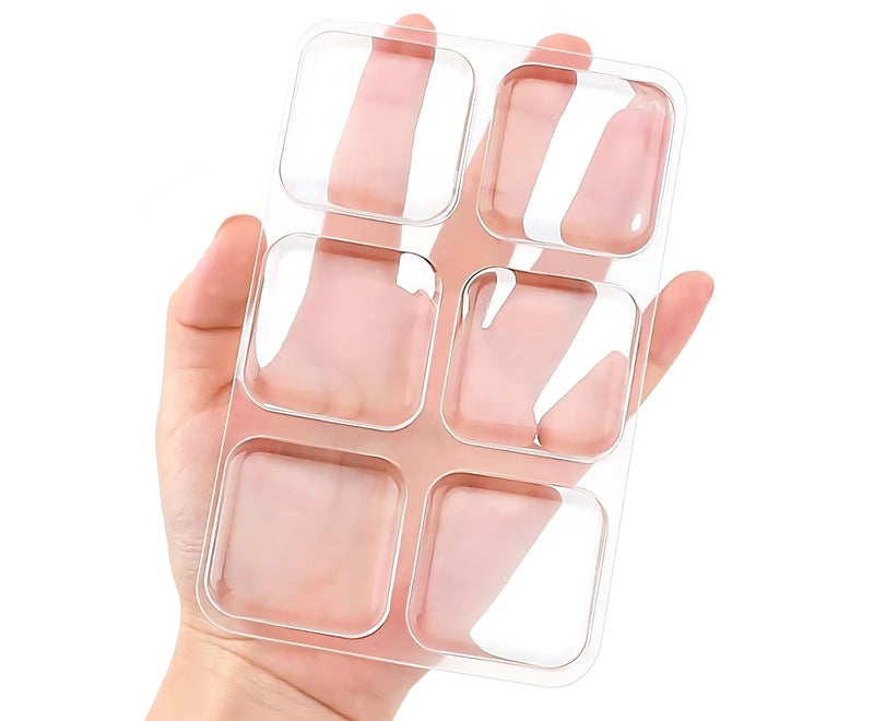RANUR Wash and Reusable Door Knob Wall Protector Transparent Round Silicone Glossy Door Handle Bumper for Doorknobs, Headboard, Refrigerator Door, Cabinets (Square, 6, Count) - Image 1