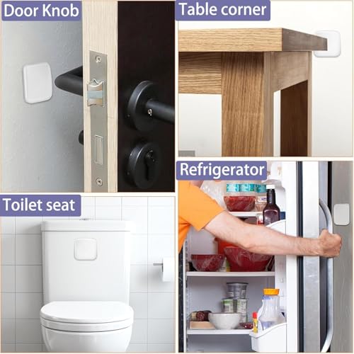 RANUR Wash and Reusable Door Knob Wall Protector Transparent Round Silicone Glossy Door Handle Bumper for Doorknobs, Headboard, Refrigerator Door, Cabinets (Square, 6, Count) - Image 5