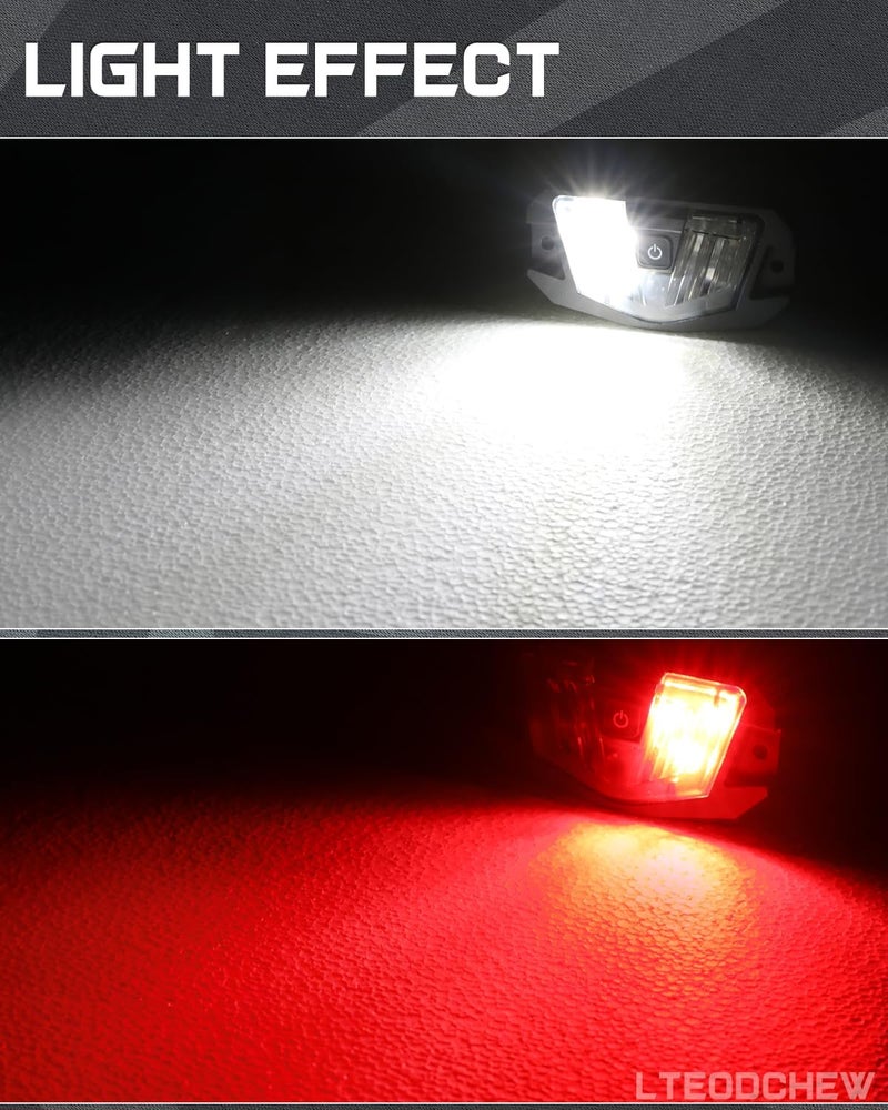 LTEODCHEW ضوء قبة V-Pro UTV، 12V عالمي مثبت على قضيب الانقلاب LED مقاوم للماء IP68 من الألومنيوم لـ UTV Polaris RZR Can Am Kawasaki Pioneer ATV Golf Cart SXS Car Truck - أبيض/أحمر جودة مكيفة للمناخ - Image 2